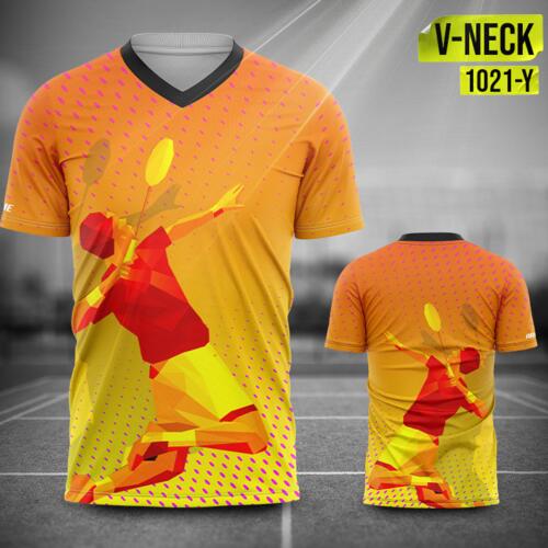 Badminton Jersey Uniform Full Print Sublimation V-neck Shirt - 1021-Y Thumbnail
