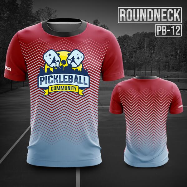 Customizable Linear Pickleball Design Full Print Sublimation Roundneck Shirt - PB-12 Thumbnail