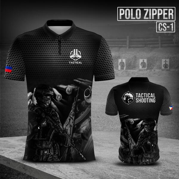 Customizable Tactical Design Full Print Sublimation Polo Zipper - CS-1 Thumbnail