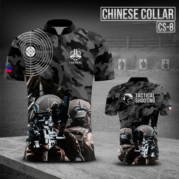 Customizable Tactical Shooting Design Full Print Sublimation Shirt Chinese Collar - CS-8 Thumbnail
