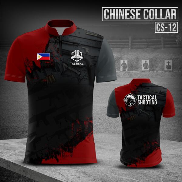 Customizable Tactical Shooting Design Full Print Sublimation Shirt Chinese Collar - CS-12 Thumbnail