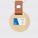 Engraving Round Wooden Keychain with Leather Thumbnail