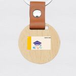 Engraving Round Wooden Keychain with Leather Thumbnail