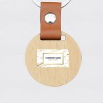 Engraving Round Wooden Keychain with Leather Thumbnail