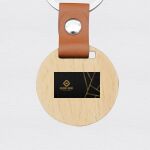 Engraving Round Wooden Keychain with Leather Thumbnail